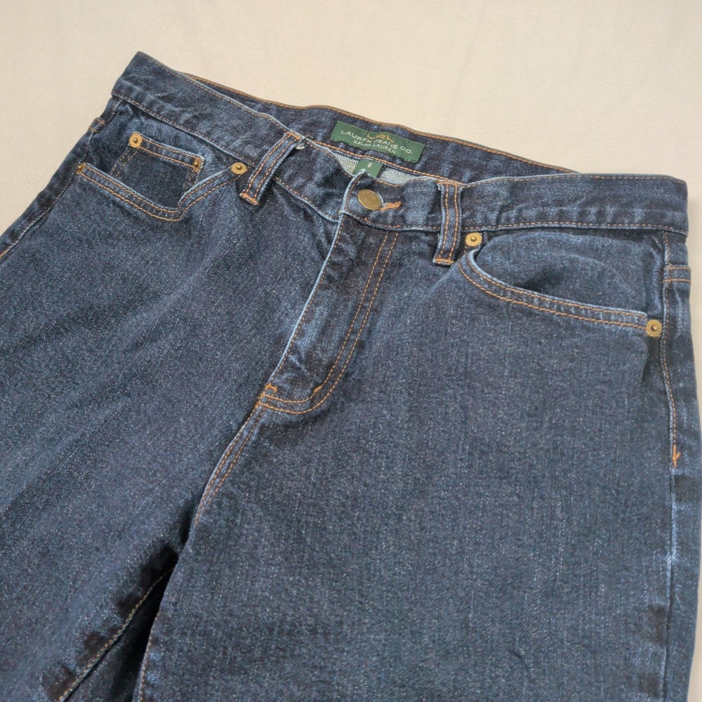 Lauren Ralph Lauren LRL‎ Dark Wash Cropped Jeans Mid Rise Capri Indigo Size 8